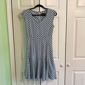 Taylor blue and white dress